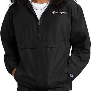 Champion Black Lightweight Half-Zip Windbreaker with Pocket (Size Small)